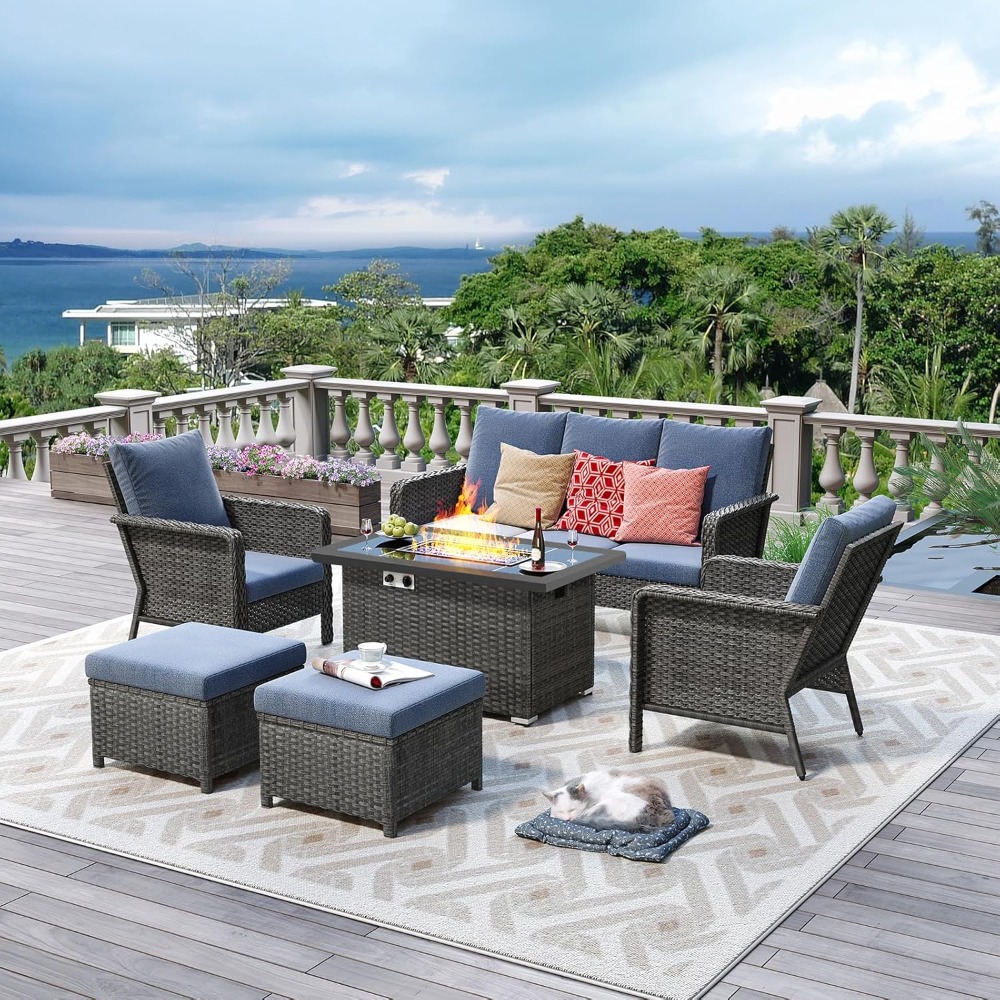 Outdoor Furniture Fire Table - Outdoor Patio Furniture Set With 44