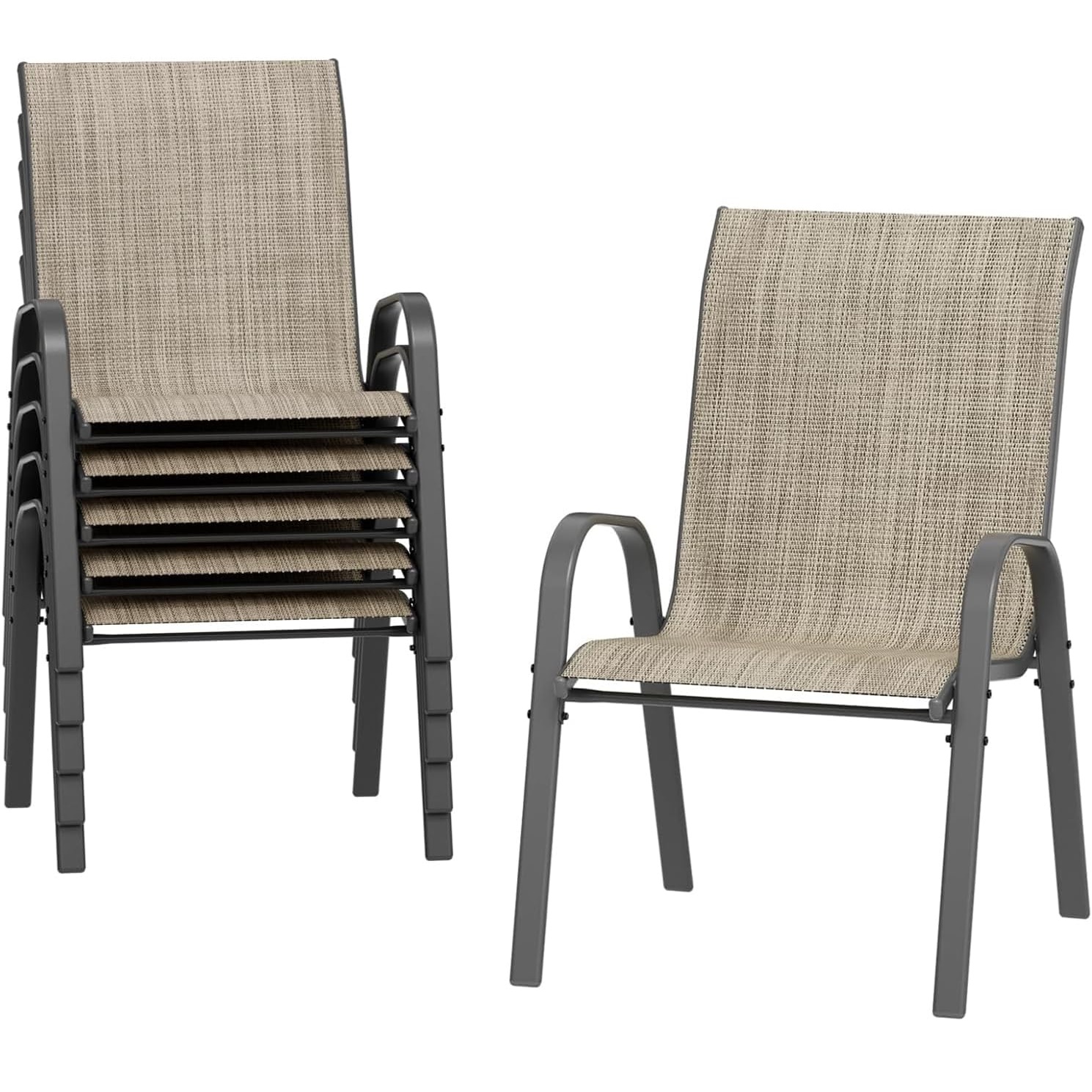 Outdoor Furniture Dining Set - Stackable Chairs-6PCS Outdoor Dining Chair, Patio