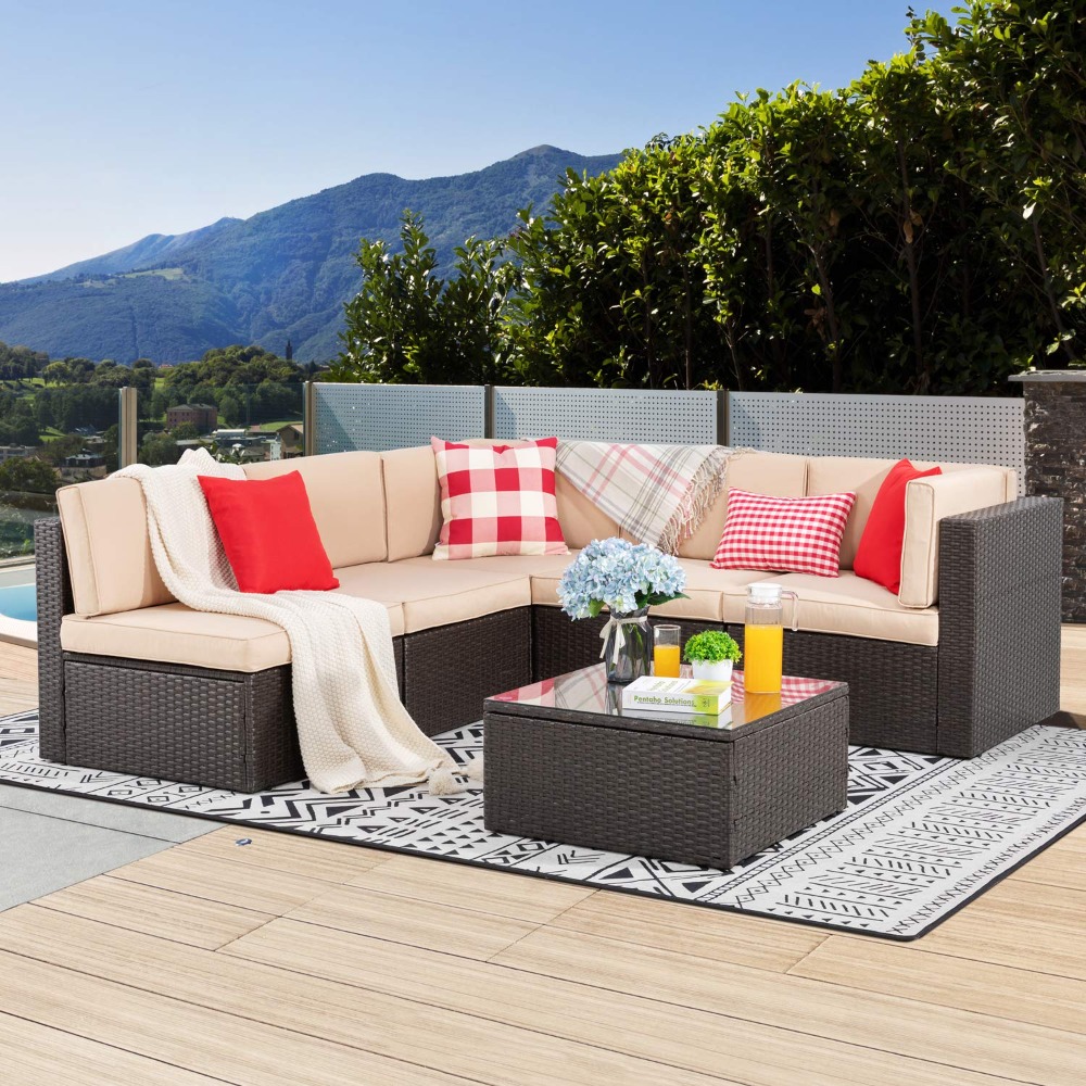 Outdoor Furniture On Sale - Wicker Sectional Sofa Set L Shape