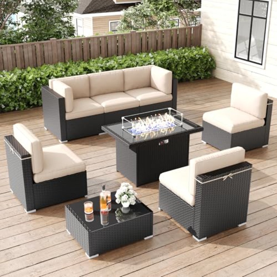 Outdoor Furniture Fire Table - Patio furniture set for outdoor living