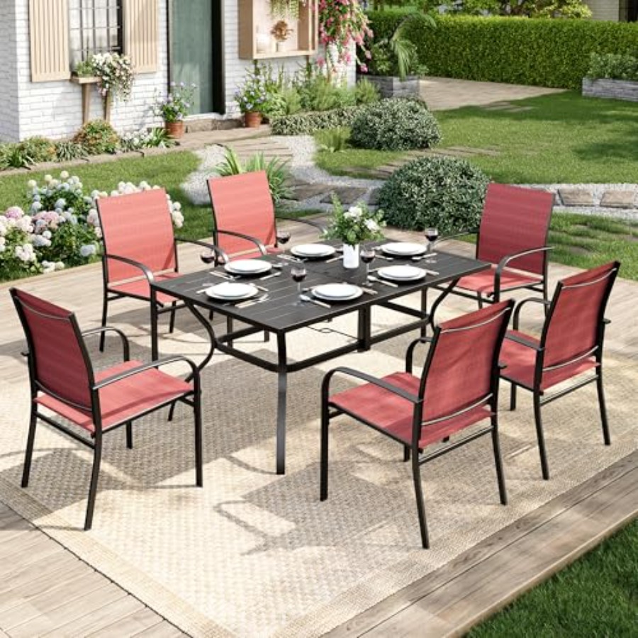 Patio dining set for 6: metal  - Outdoor Furniture Dining Set avaliação e preço