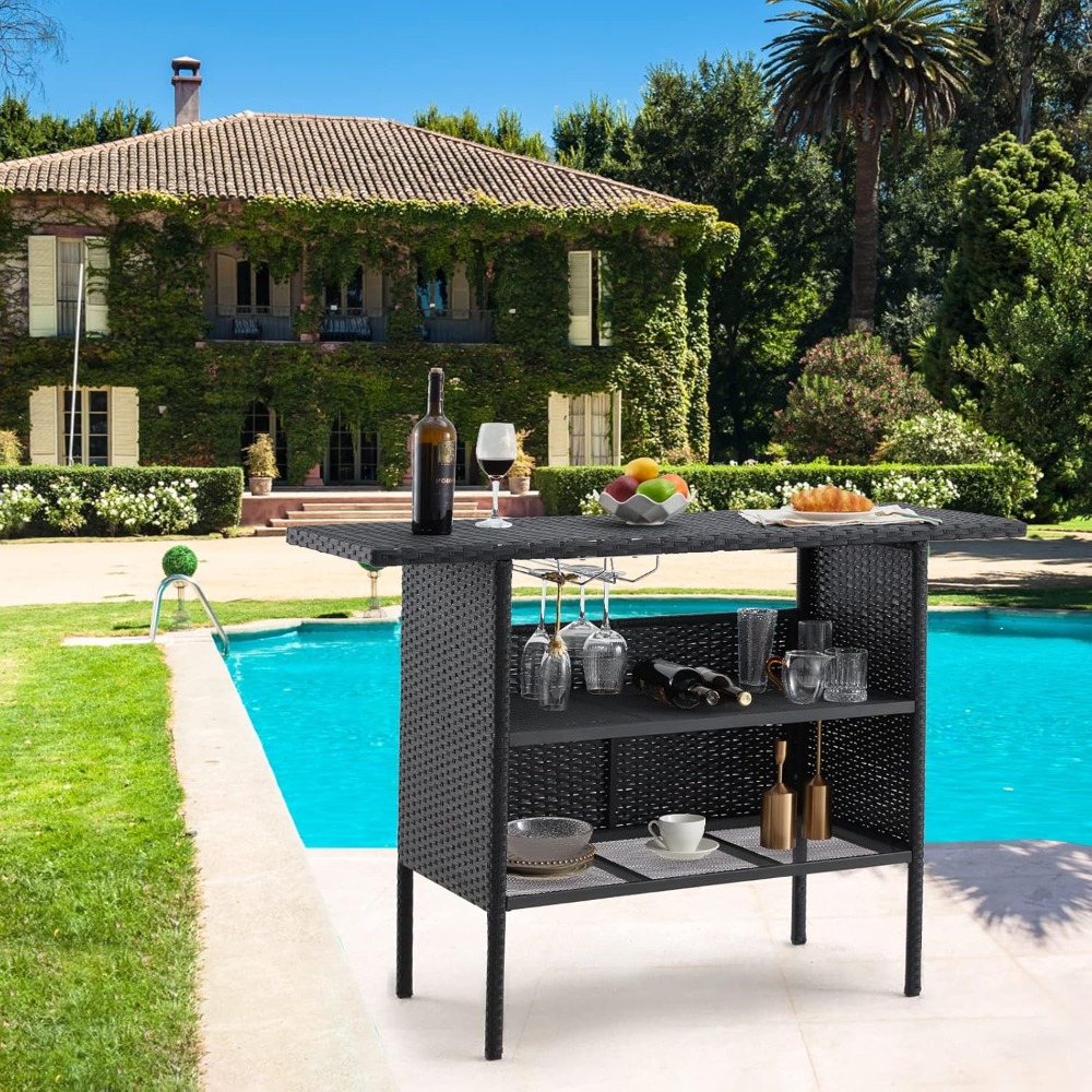 Outdoor Patio Wicker Bar Count - Outdoor Furniture And Fire Pit avaliação e preço