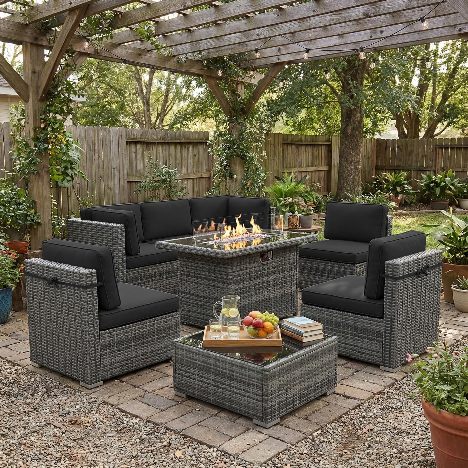 8 Piece Patio Furniture Set wi - Outdoor Furniture And Fire Pit avaliação e preço