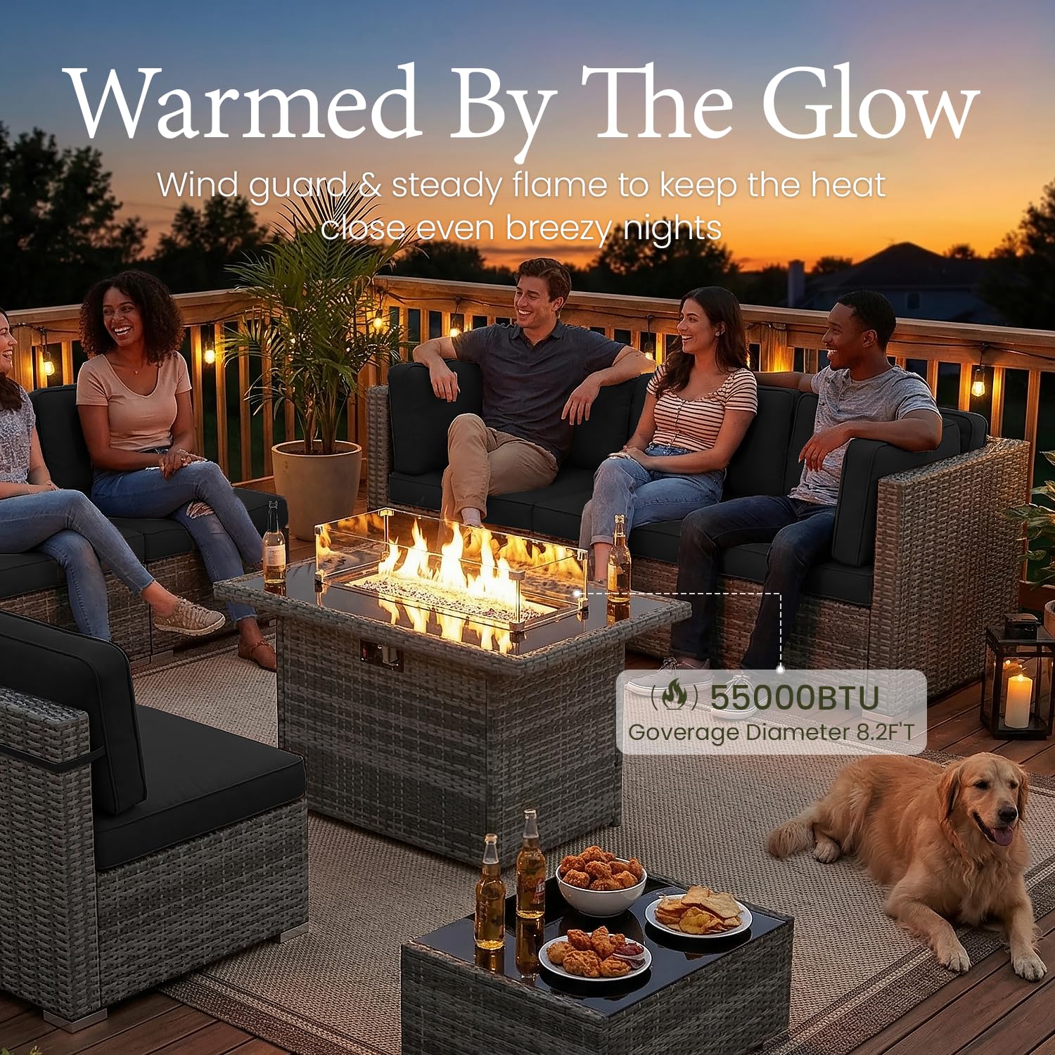8 Piece Patio Furniture Set wi - Outdoor Furniture And Fire Pit avaliação e preço