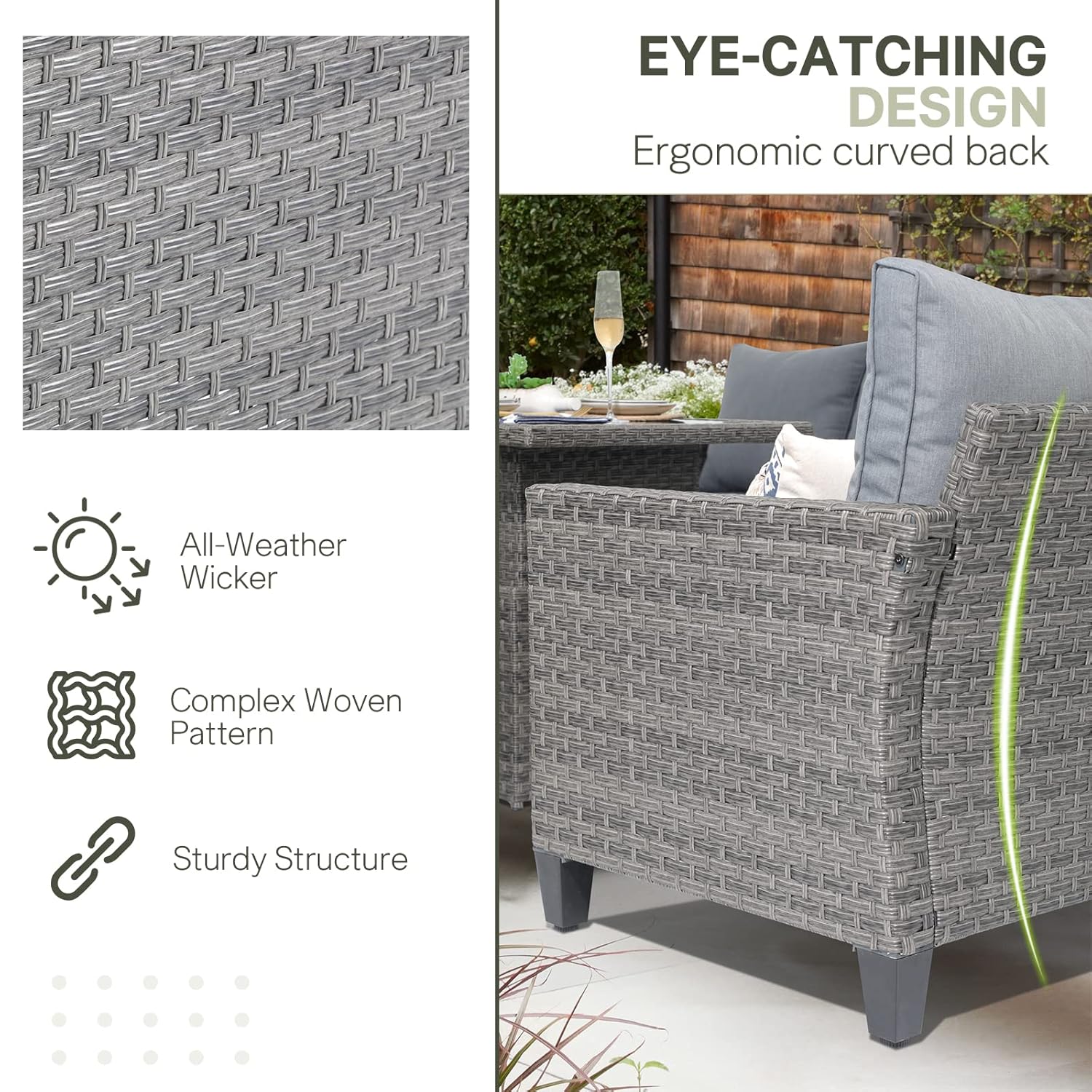 6pcs Grey PE Rattan Outdoor Se - Outdoor Furniture Dining Set avaliação e preço