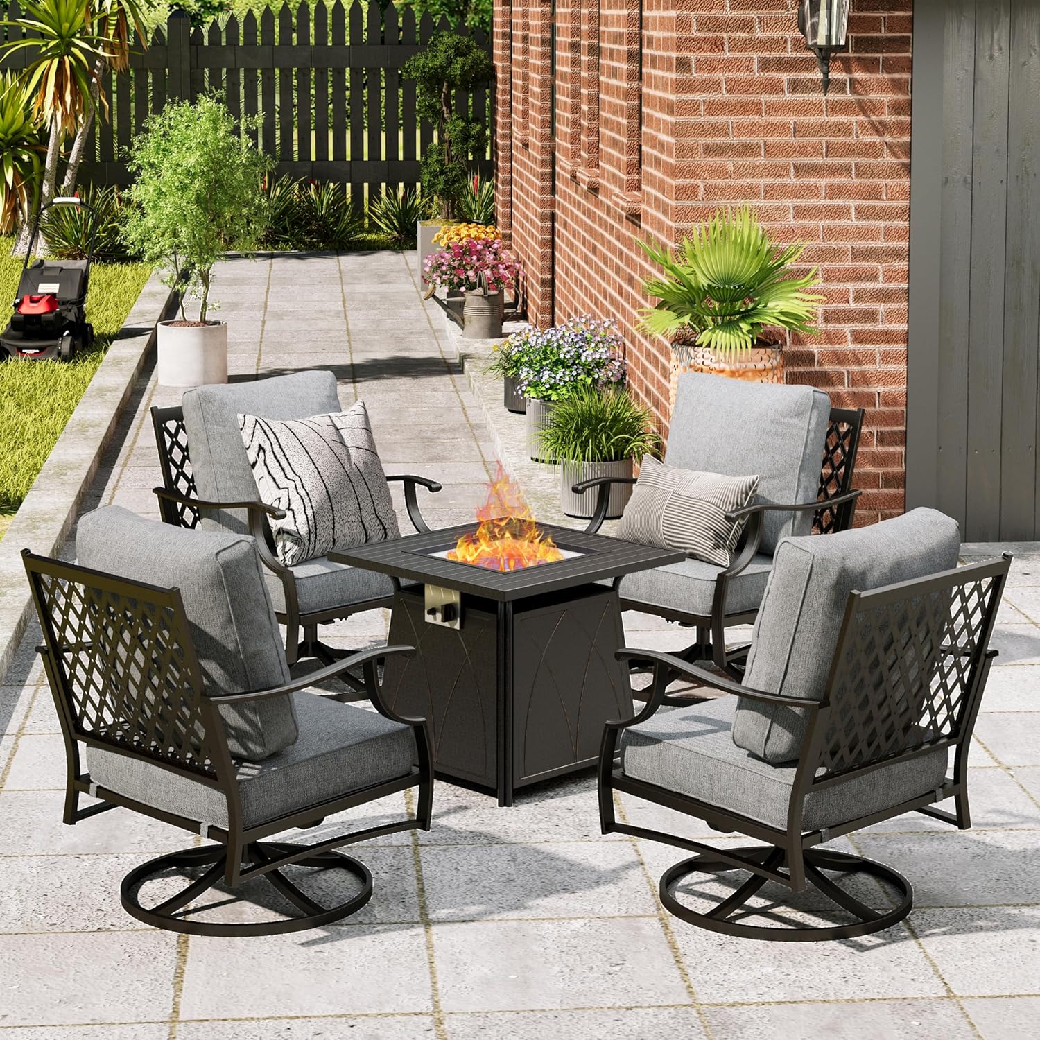 Patio Furniture Set with Fire  - Outdoor Furniture Fire Table avaliação e preço