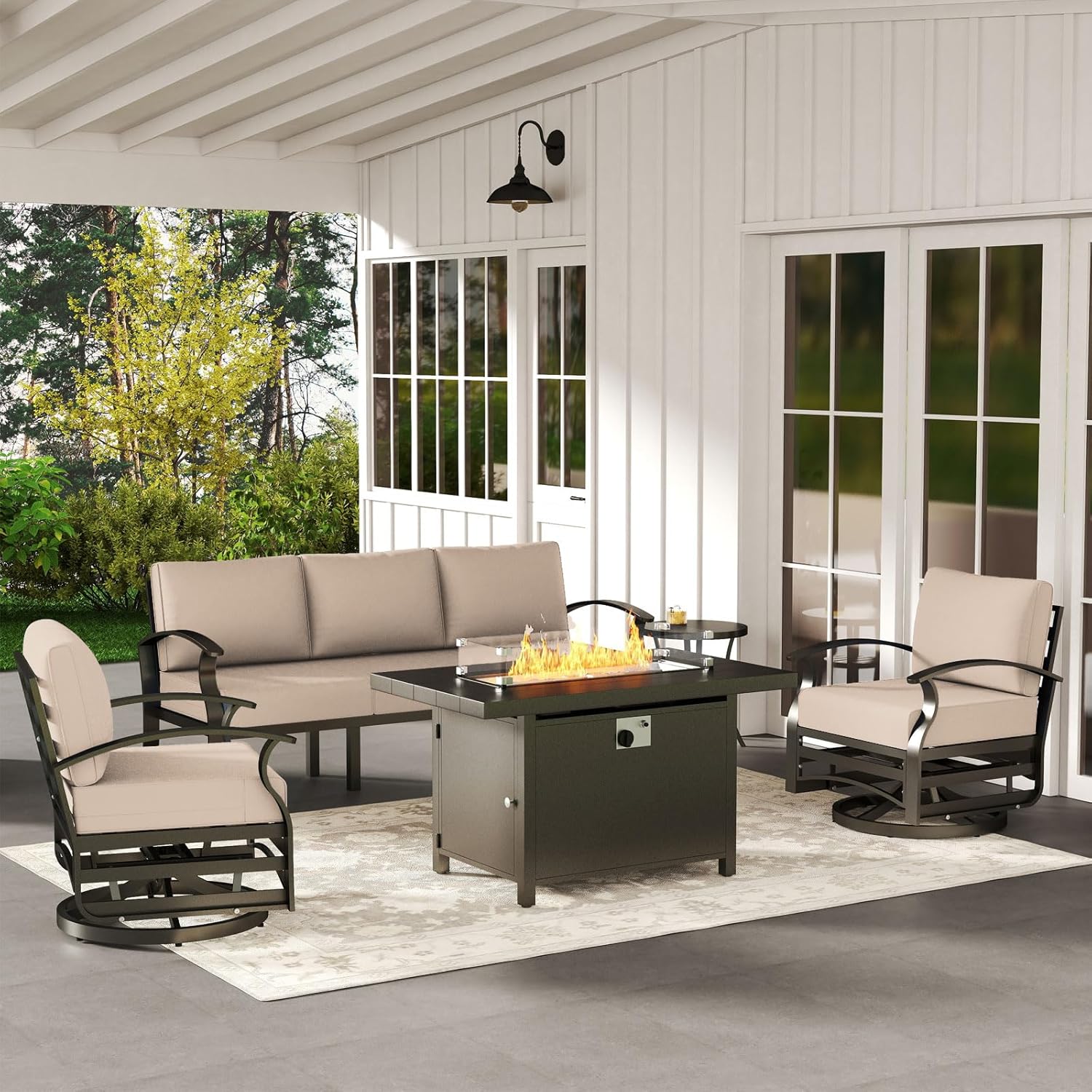 5-seat Aluminum Patio Sectiona - Outdoor Furniture And Fire Pit avaliação e preço
