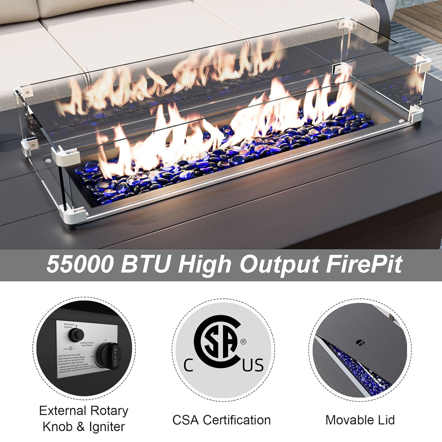 5-seat Aluminum Patio Sectiona - Outdoor Furniture And Fire Pit avaliação e preço