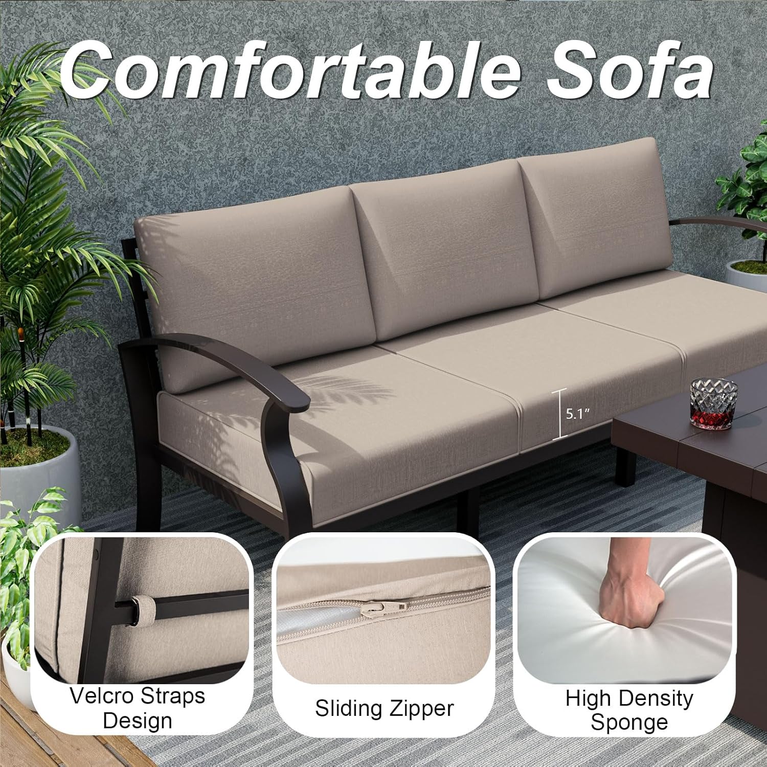 5-seat Aluminum Patio Sectiona - Outdoor Furniture And Fire Pit avaliação e preço