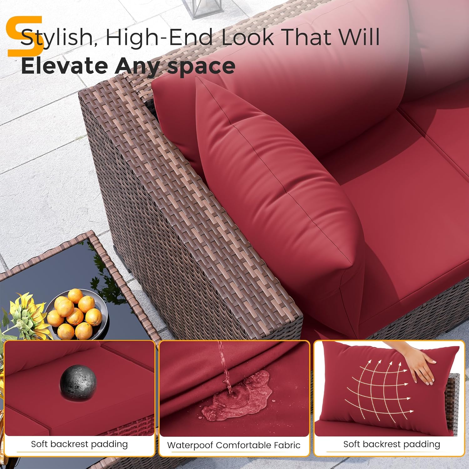 8pc All-Weather Wicker Section - Outdoor Furniture And Fire Pit avaliação e preço
