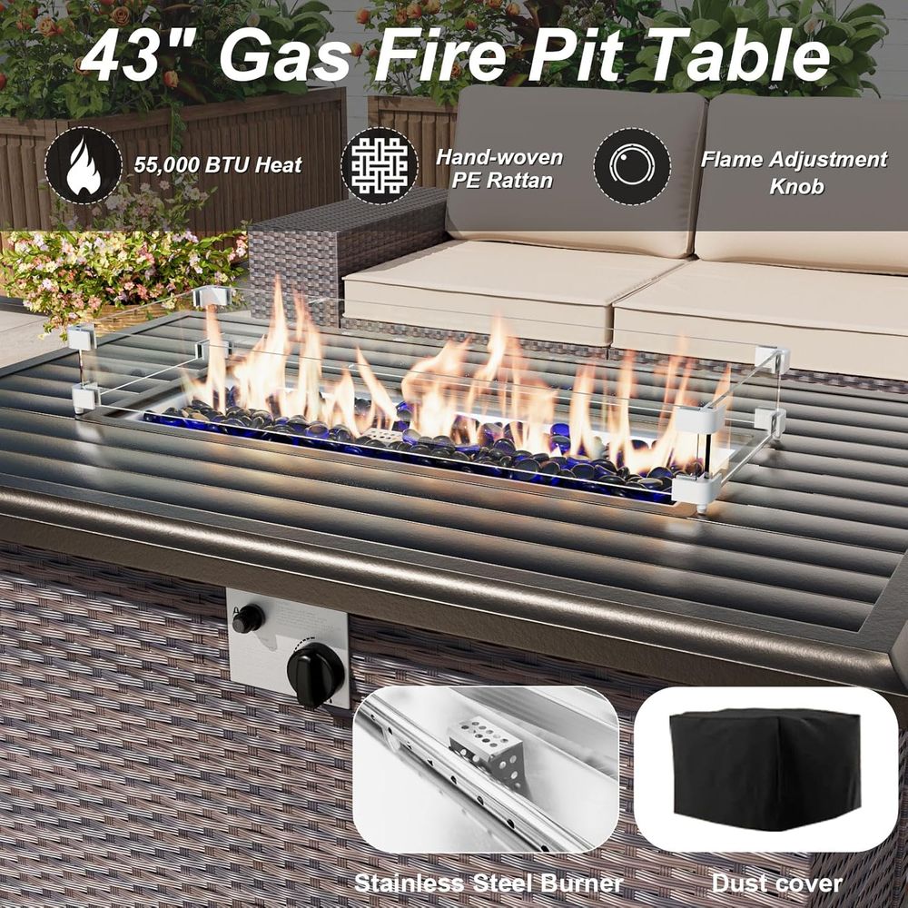 10-Piece Outdoor Patio Furnitu - Outdoor Furniture Fire Table avaliação e preço