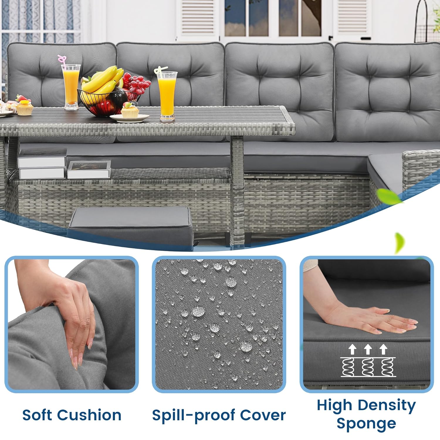 6-Piece Patio Sectional Sofa D - Outdoor Furniture On Sale avaliação e preço