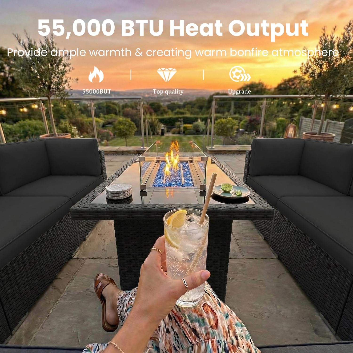 8 Pieces Patio Furniture Set w - Outdoor Furniture And Fire Pit avaliação e preço