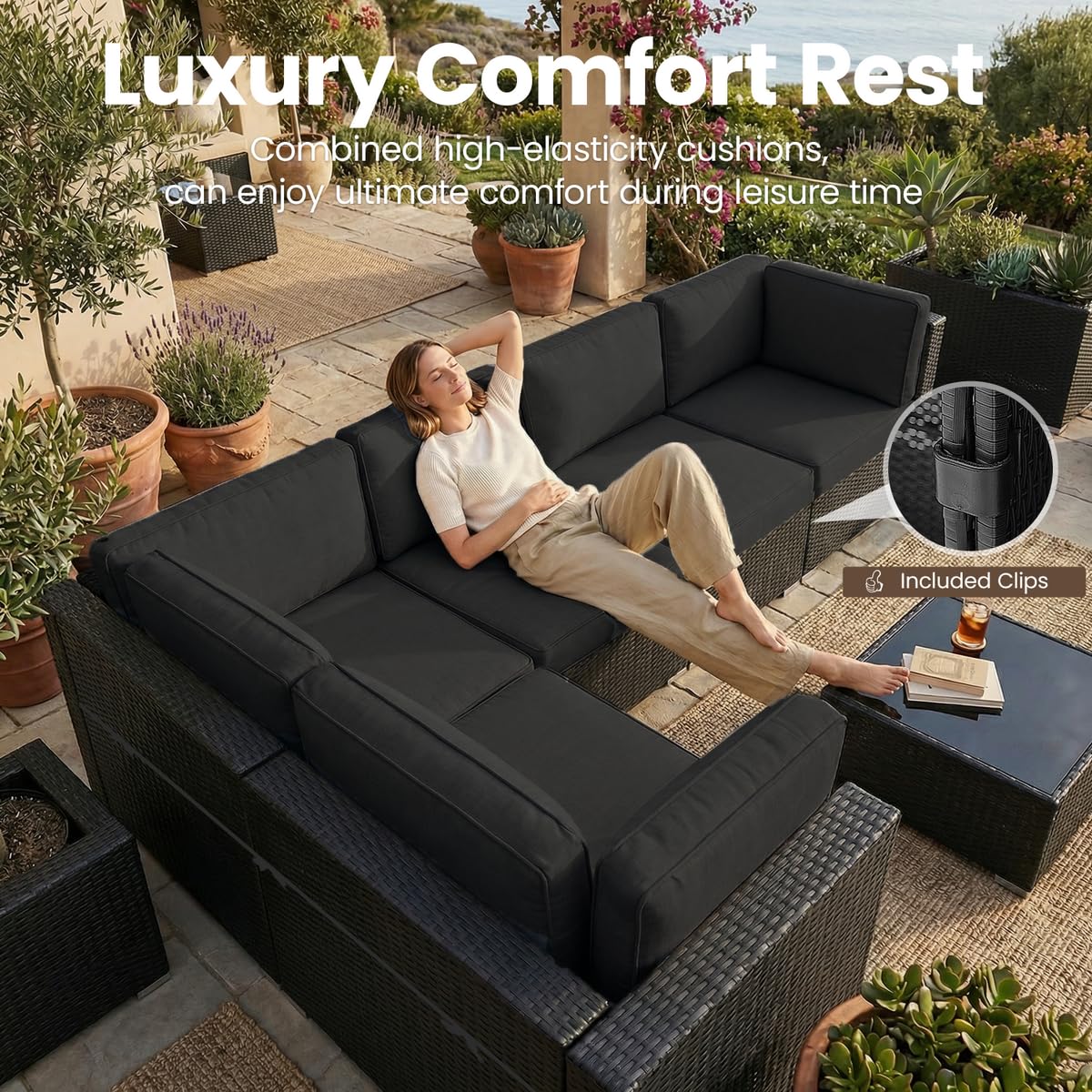 8 Pieces Patio Furniture Set w - Outdoor Furniture And Fire Pit avaliação e preço