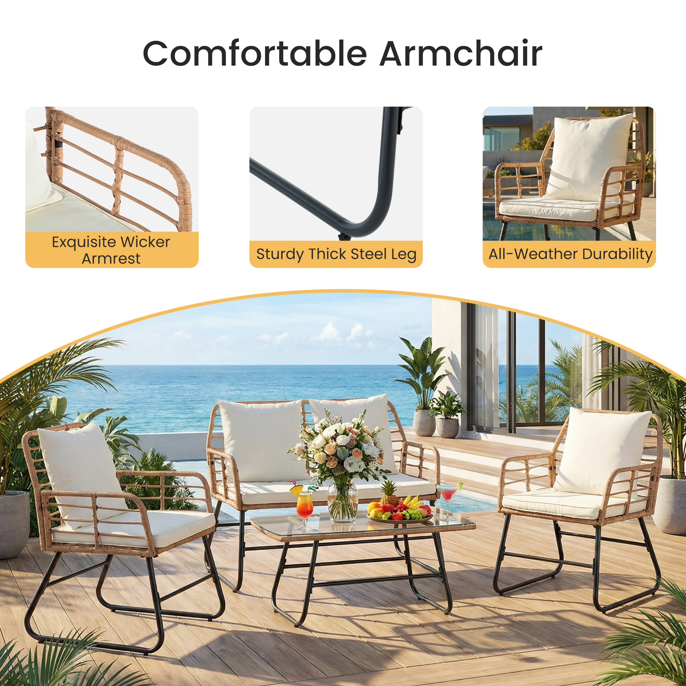 JHK Outdoor Wicker Patio Furni - Outdoor Furniture On Sale avaliação e preço
