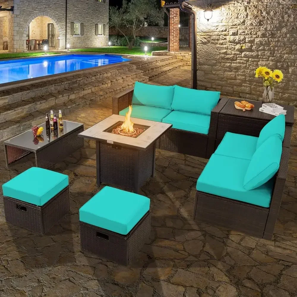 9-Piece Outdoor Patio Furnitur - Outdoor Furniture And Fire Pit avaliação e preço