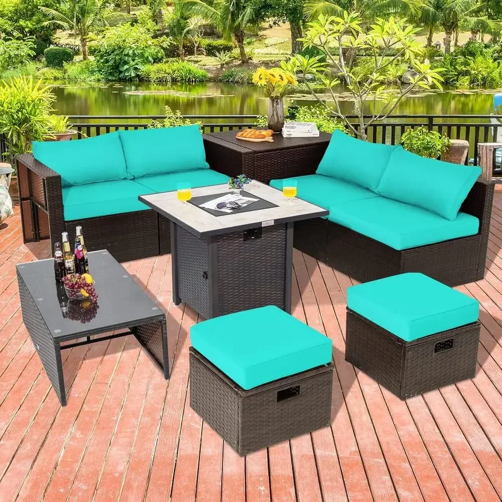 9-Piece Outdoor Patio Furnitur - Outdoor Furniture And Fire Pit avaliação e preço