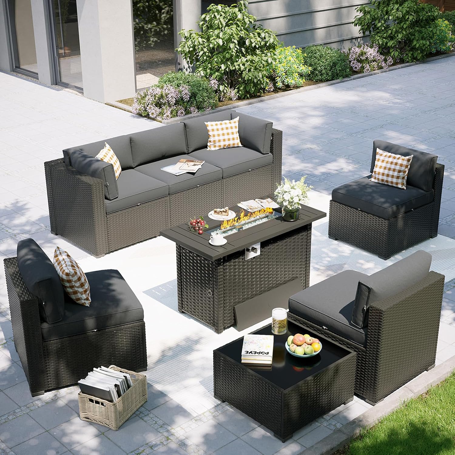 Patio Furniture Set with Fire  - Outdoor Furniture Fire Table avaliação e preço