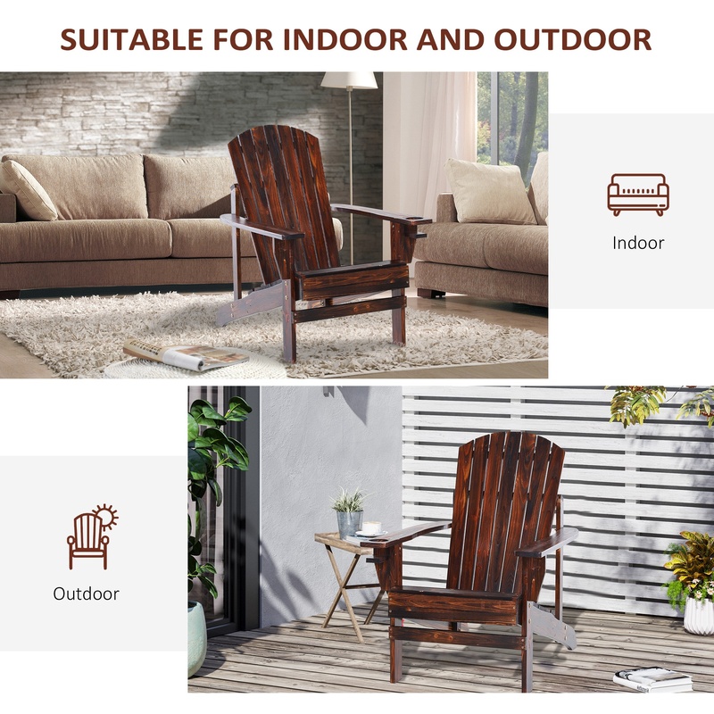 Outsunny Wooden Adirondack Cha - Outdoor Furniture And Fire Pit avaliação e preço