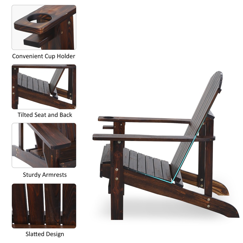 Outsunny Wooden Adirondack Cha - Outdoor Furniture And Fire Pit avaliação e preço