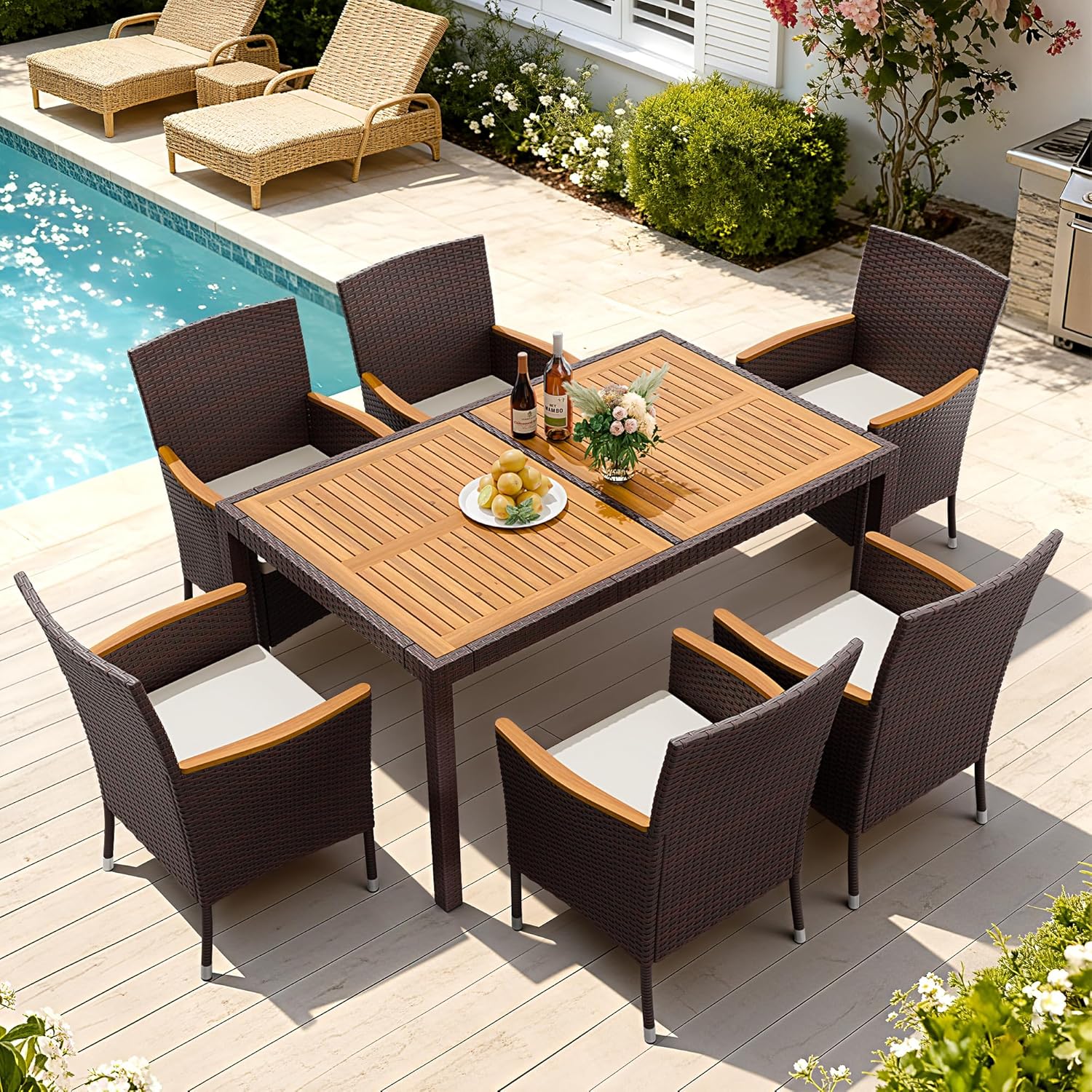 7 Piece Patio Dining Set Acaci - Outdoor Furniture On Sale avaliação e preço