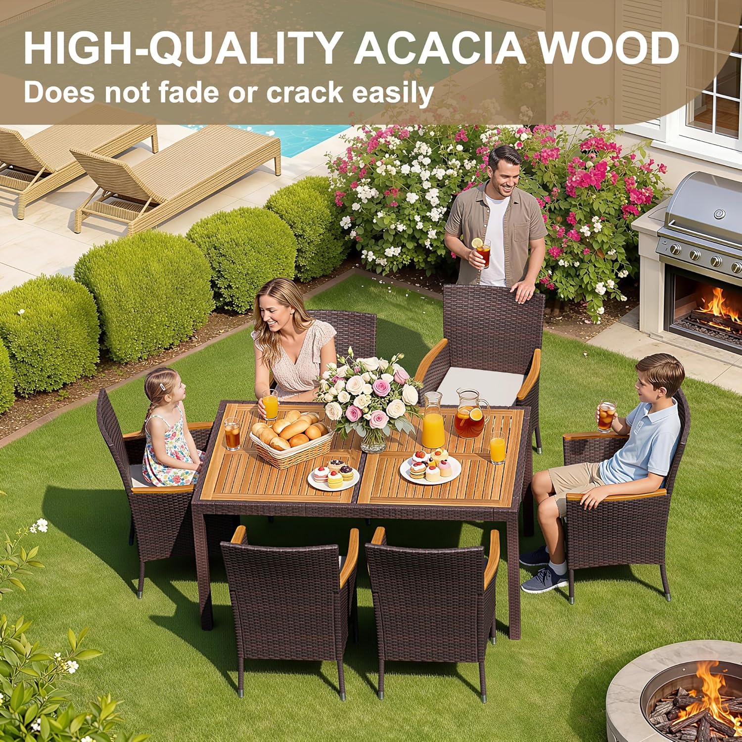 7 Piece Patio Dining Set Acaci - Outdoor Furniture On Sale avaliação e preço