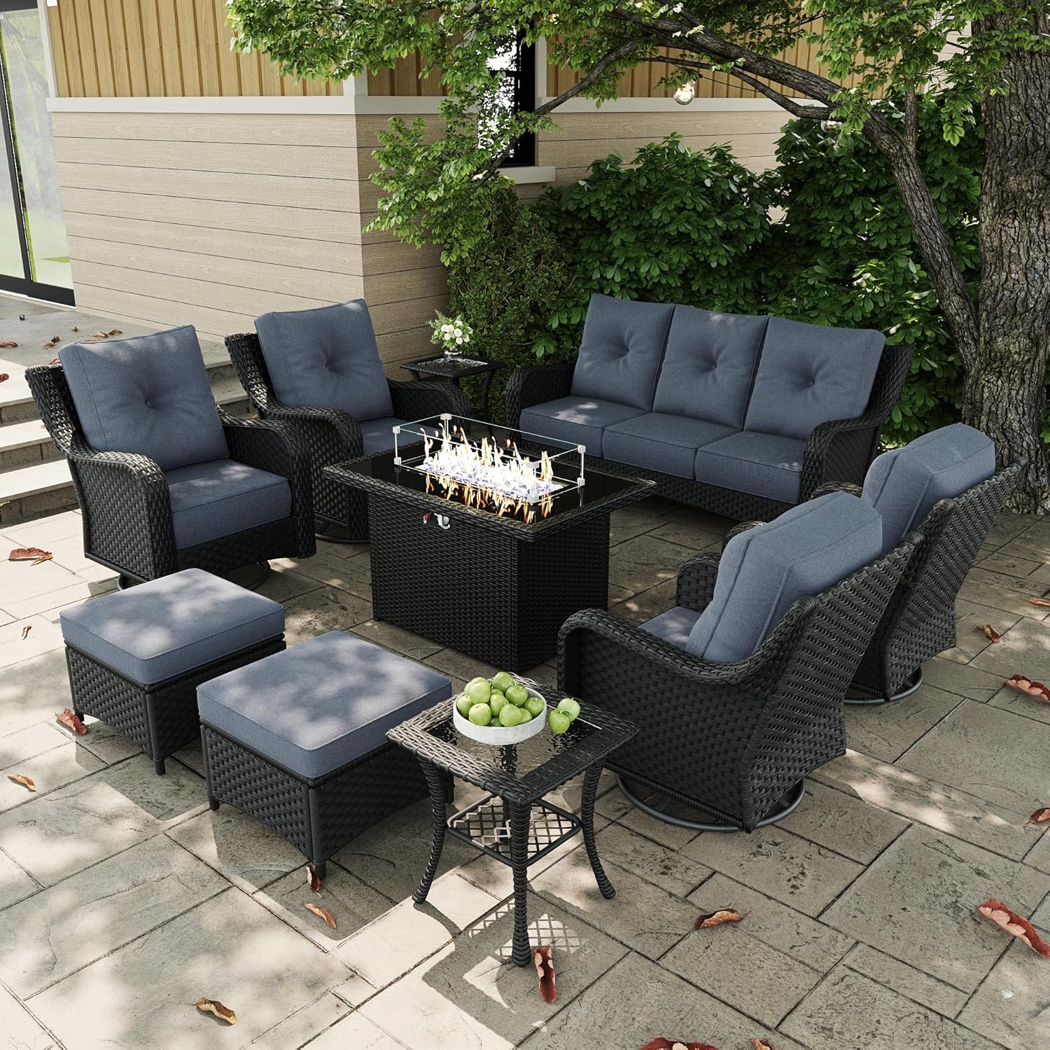 10 Pieces Outdoor Patio Furnit - Outdoor Furniture Fire Table avaliação e preço