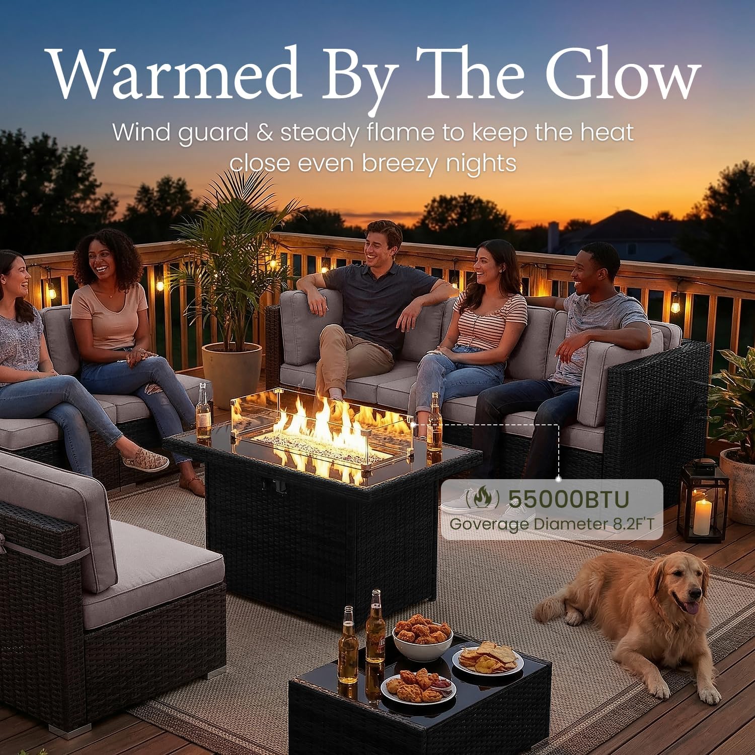 15 Piece Patio Furniture Set w - Outdoor Furniture And Fire Pit avaliação e preço