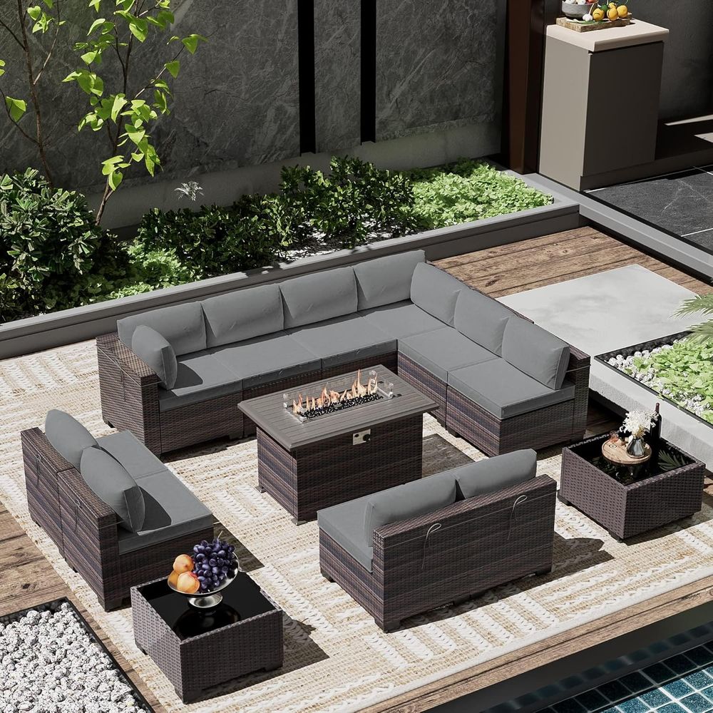 13-Piece Outdoor Sectional Pat - Outdoor Furniture And Fire Pit avaliação e preço
