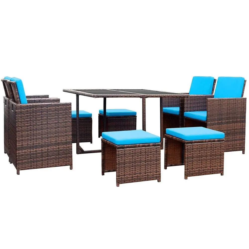 9 Pieces Patio Dining Sets Out - Outdoor Furniture Dining Set avaliação e preço