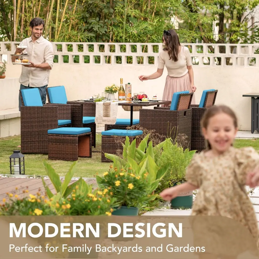 9 Pieces Patio Dining Sets Out - Outdoor Furniture Dining Set avaliação e preço