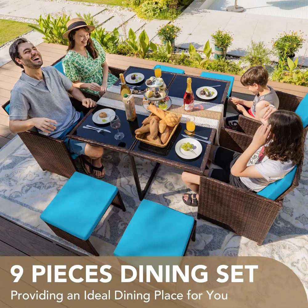 9 Pieces Patio Dining Sets Out - Outdoor Furniture Dining Set avaliação e preço