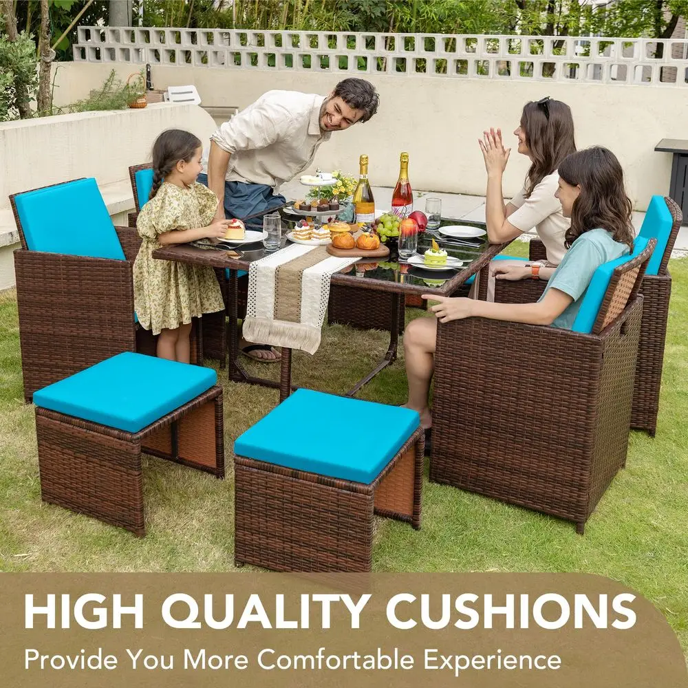 9 Pieces Patio Dining Sets Out - Outdoor Furniture Dining Set avaliação e preço
