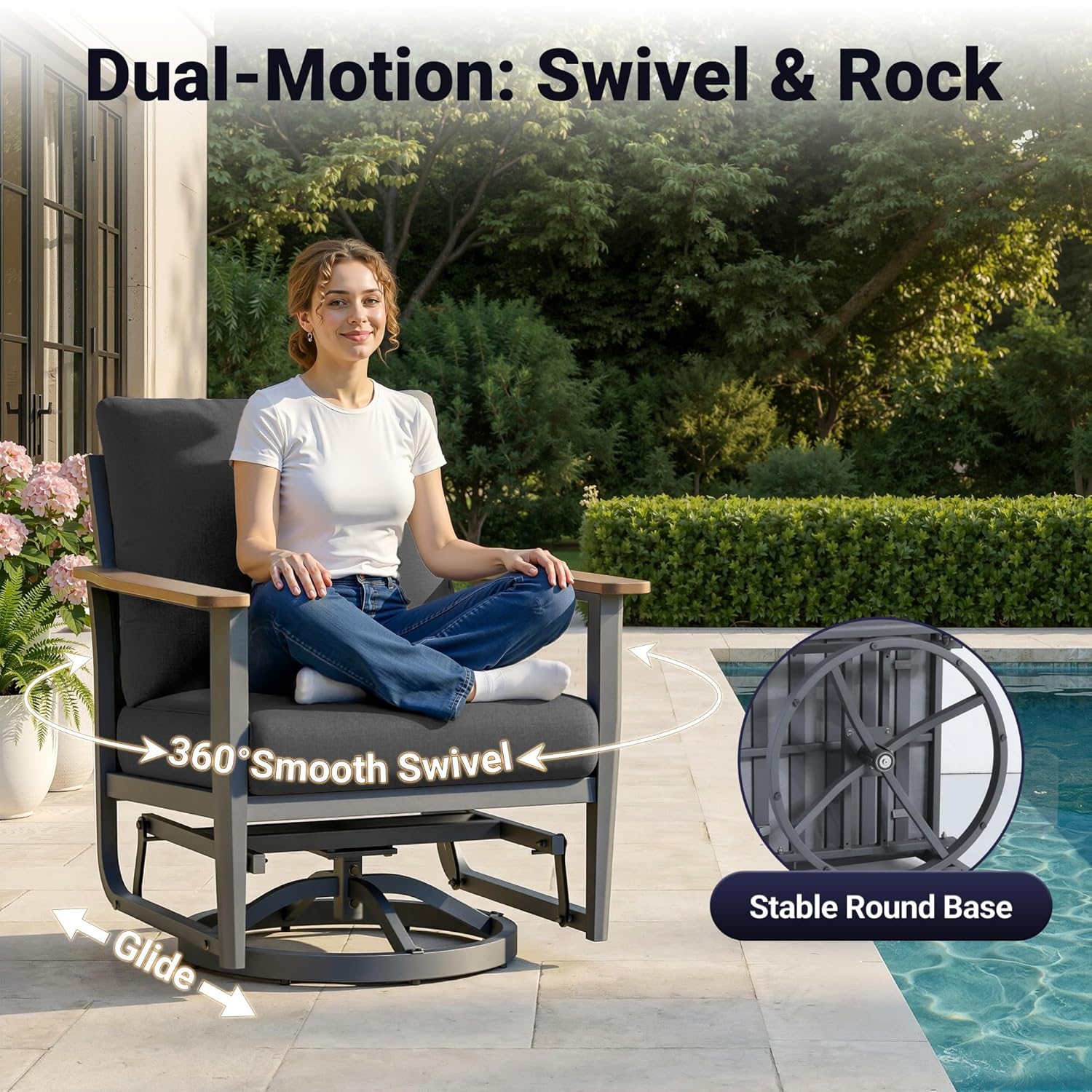 5pc Aluminum Patio Set Swivel  - Outdoor Furniture And Fire Pit avaliação e preço