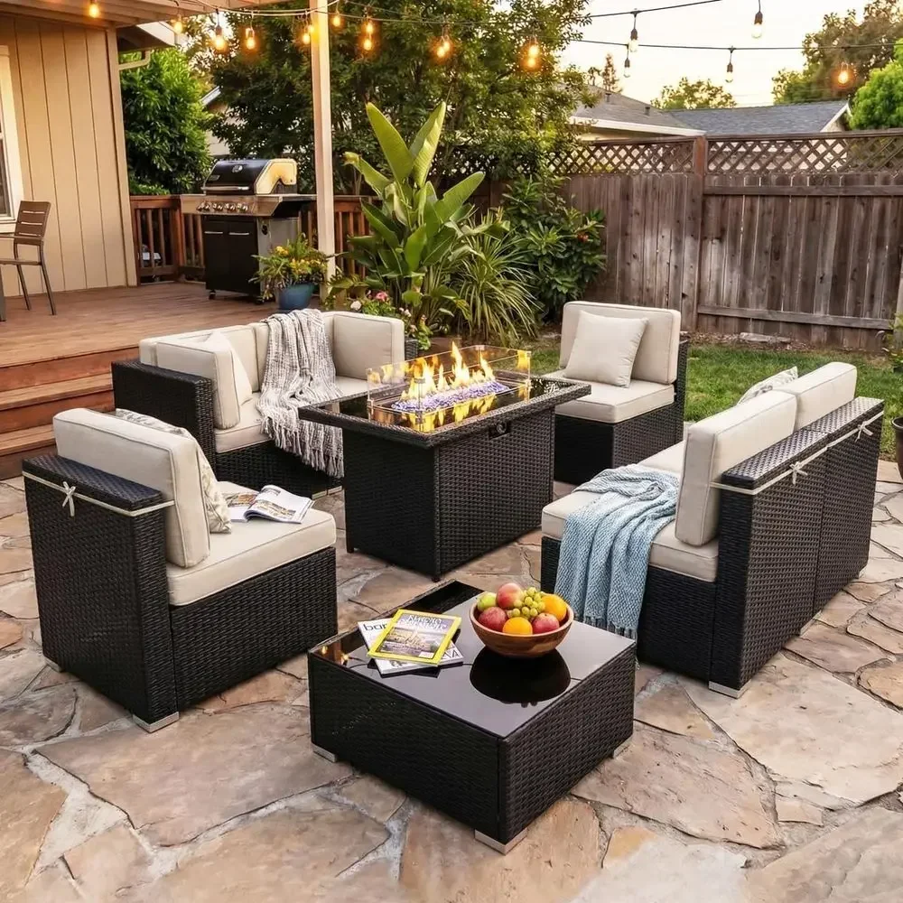 8-Piece Outdoor Patio Furnitur - Outdoor Furniture And Fire Pit avaliação e preço
