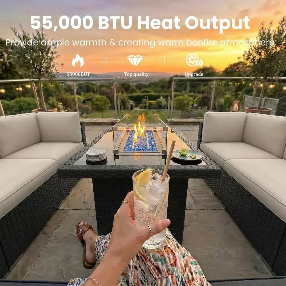 8-Piece Outdoor Patio Furnitur - Outdoor Furniture And Fire Pit avaliação e preço