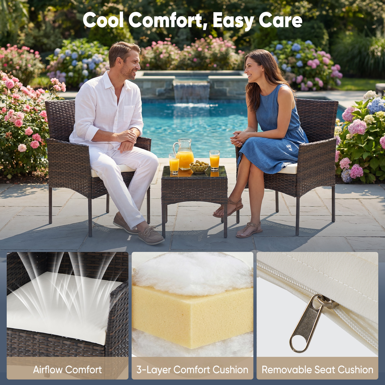 JHK Large Size 3 Pieces Outdoo - Outdoor Furniture On Sale avaliação e preço