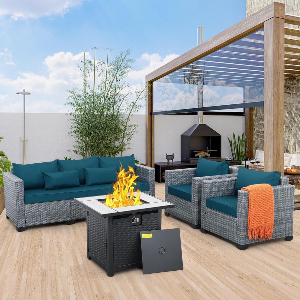 4-Piece Outdoor Wicker Patio F - Outdoor Furniture And Fire Pit avaliação e preço