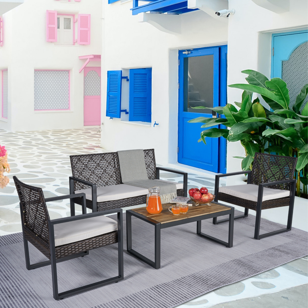 4-Piece Modern Wicker Outdoor  - Outdoor Furniture On Sale avaliação e preço
