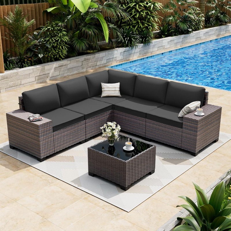 ALAULM 6 Pieces Patio Furnitur - Outdoor Furniture On Sale avaliação e preço