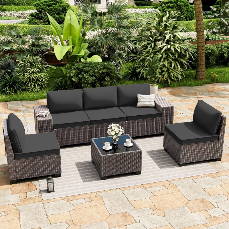 ALAULM 6 Pieces Patio Furnitur - Outdoor Furniture On Sale avaliação e preço