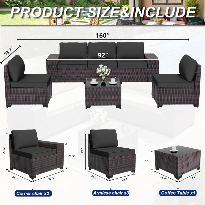 ALAULM 6 Pieces Patio Furnitur - Outdoor Furniture On Sale avaliação e preço