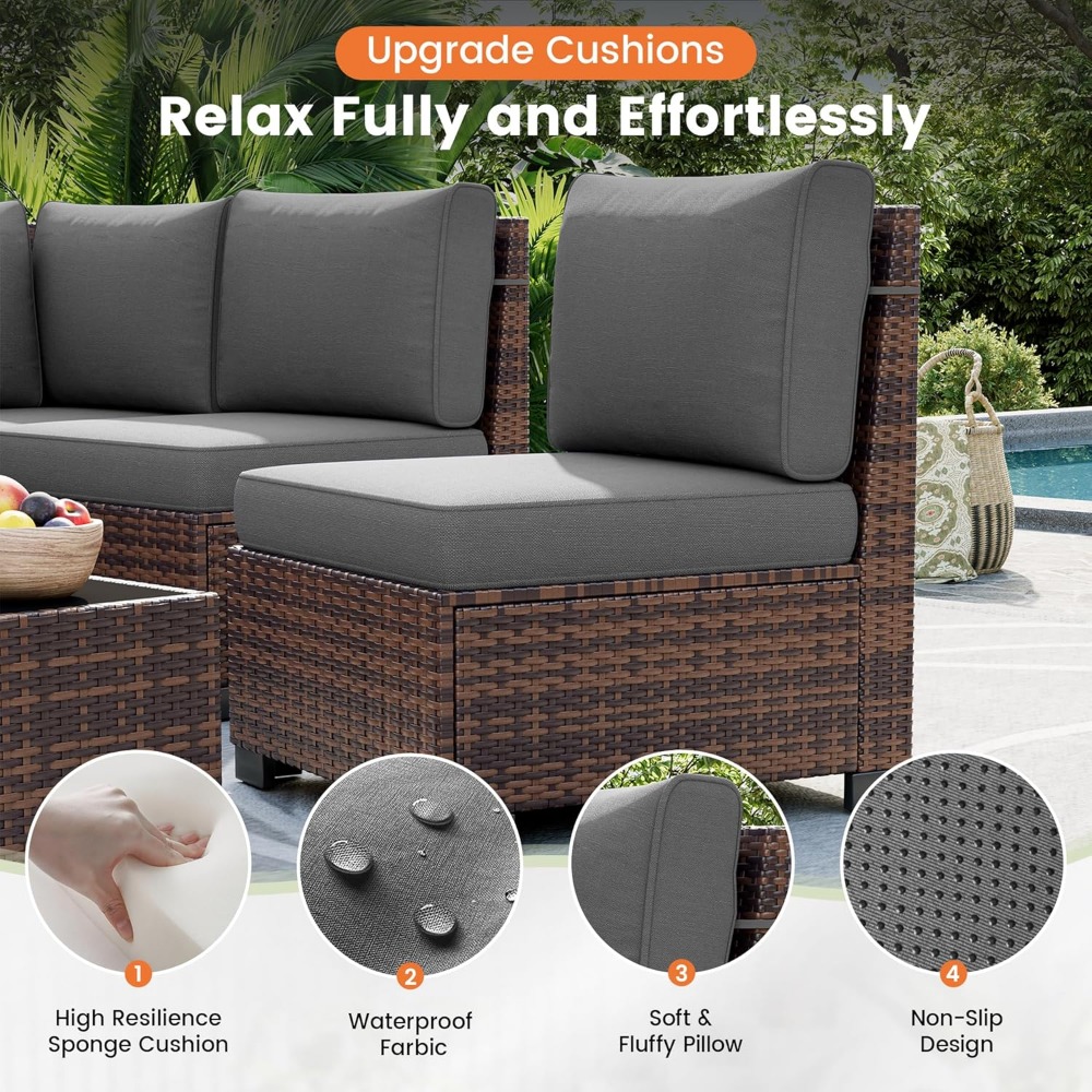Sectional Sofa Set with Fire P - Outdoor Furniture And Fire Pit avaliação e preço