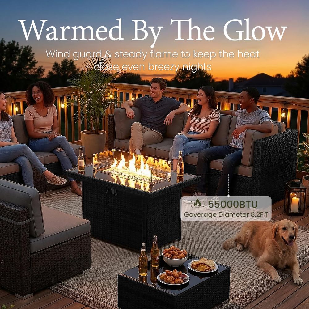 15 Piece Patio Furniture Set w - Outdoor Furniture And Fire Pit avaliação e preço